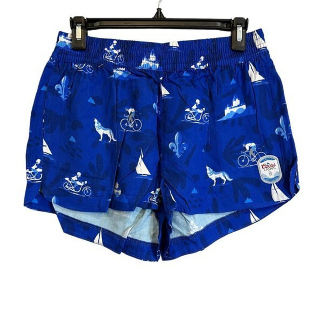 NWT COORS LIGHT X TEAM LTD Blue‎ Graphic Shorts (L)
